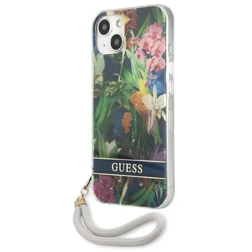 Guess GUHCP13SHFLSB iPhone 13 mini 5.4" kék/kék keménytok Flower Strap - 2