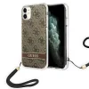 Guess GUOHCN61H4STW iPhone 11 barna/barna tok 4G Print Strap tok thumbnail