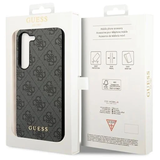 Guess GUHCS23SG4GFGR S23 S911 szürke/szürke keménytok 4G Metal Gold Logo tok - 8