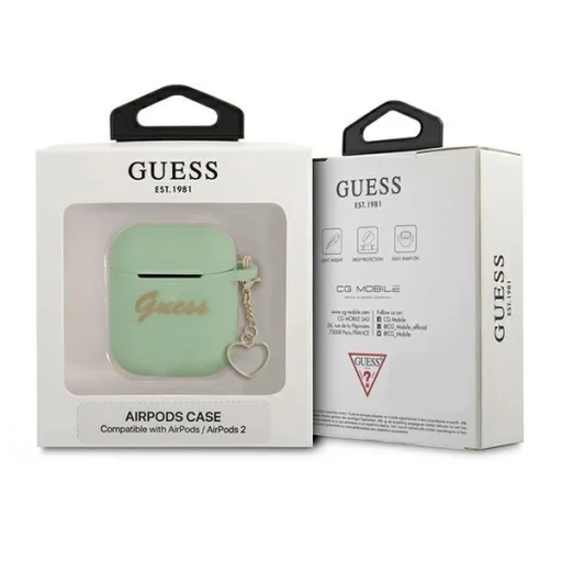 Guess GUA2LSCHSN AirPods tok zöld/zöld Szilikon Charm Heart Collection tok - 3
