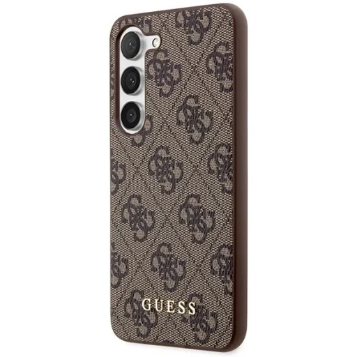 Guess GUHCS23MG4GFBR S23+ S916 barna/barna kemény tok, 4G Metal Gold Logo tok - 2