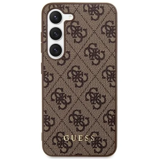 Guess GUHCS23MG4GFBR S23+ S916 barna/barna kemény tok, 4G Metal Gold Logo tok - 3