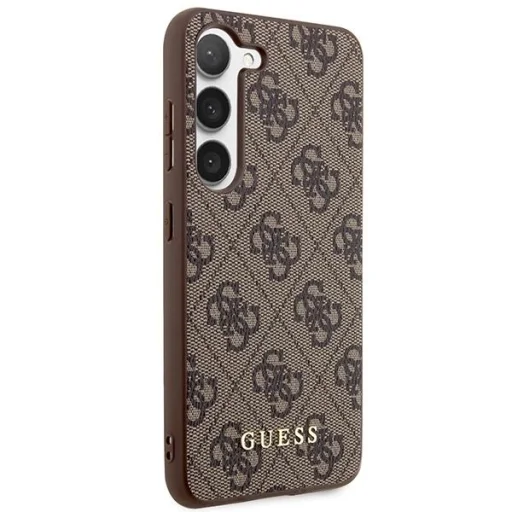 Guess GUHCS23MG4GFBR S23+ S916 barna/barna kemény tok, 4G Metal Gold Logo tok - 4