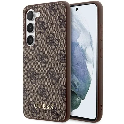 Guess GUHCS23MG4GFBR S23+ S916 barna/barna kemény tok, 4G Metal Gold Logo tok - 1