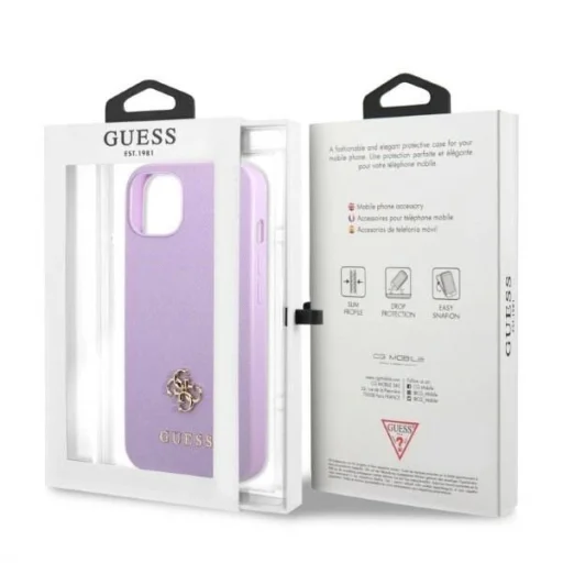 Guess GUHCP13SPS4MU iPhone 13 mini 5.4" lila/lila keménytok Saffiano 4G Small Metal Logo tok - 8