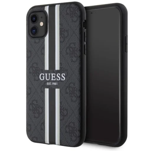 Guess GUHMN61P4RPSK iPhone 11 / Xr fekete/fekete kemény tok 4G Nyomtatott Csíkos MagSafe tok - 1