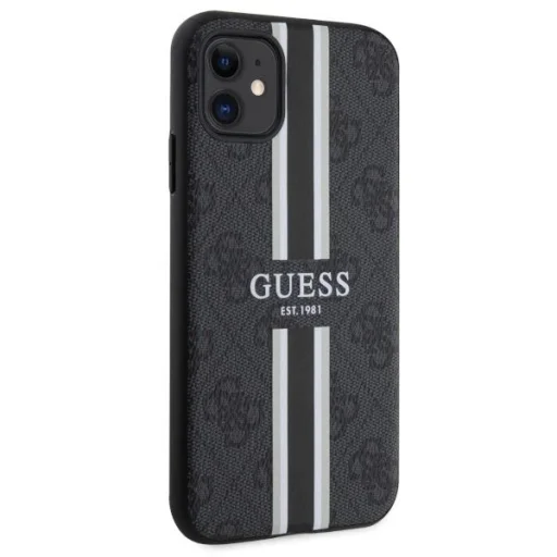 Guess GUHMN61P4RPSK iPhone 11 / Xr fekete/fekete kemény tok 4G Nyomtatott Csíkos MagSafe tok - 4