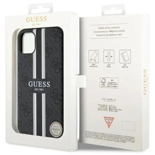 Guess GUHMN61P4RPSK iPhone 11 / Xr fekete/fekete kemény tok 4G Nyomtatott Csíkos MagSafe tok - 8