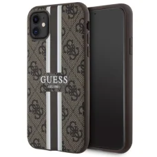 Guess GUHMN61P4RPSW iPhone 11 barna/barna kemény tok 4G Printed Stripes MagSafe tok
