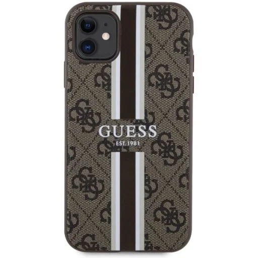 Guess GUHMN61P4RPSW iPhone 11 barna/barna kemény tok 4G Printed Stripes MagSafe tok - 3