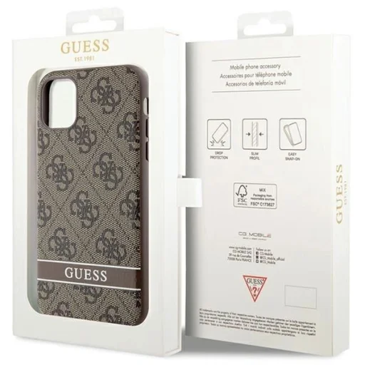 Guess GUHCN61P4SNW iPhone 11 barna/barna keménytok 4G Stripe tok - 8