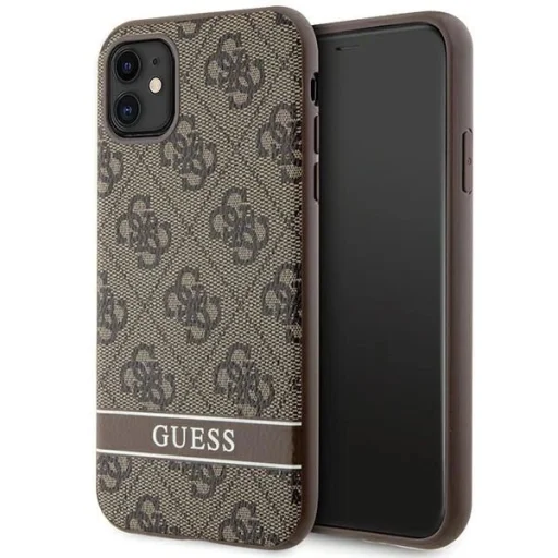 Guess GUHCN61P4SNW iPhone 11 barna/barna keménytok 4G Stripe tok - 1
