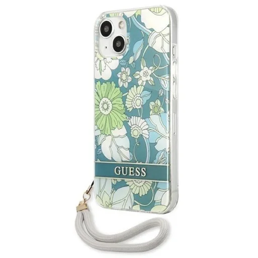 Guess GUHCP13MHFLSN iPhone 13 6.1" zöld/zöld keménytok Flower Strap tok - 2