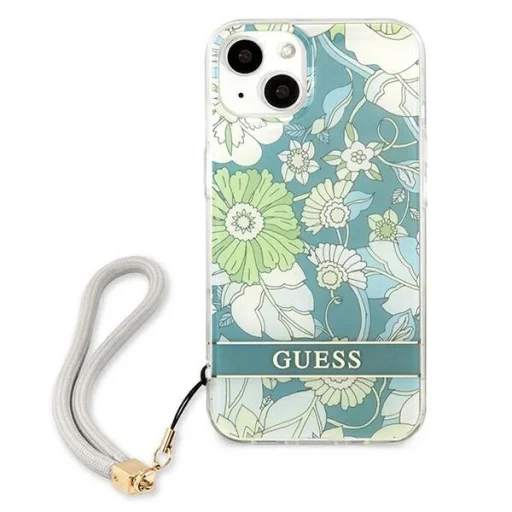 Guess GUHCP13MHFLSN iPhone 13 6.1" zöld/zöld keménytok Flower Strap tok - 3