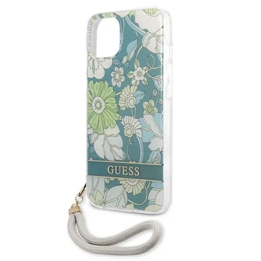 Guess GUHCP13MHFLSN iPhone 13 6.1" zöld/zöld keménytok Flower Strap tok - 6