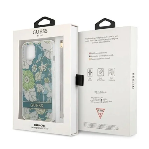 Guess GUHCP13MHFLSN iPhone 13 6.1" zöld/zöld keménytok Flower Strap tok - 8