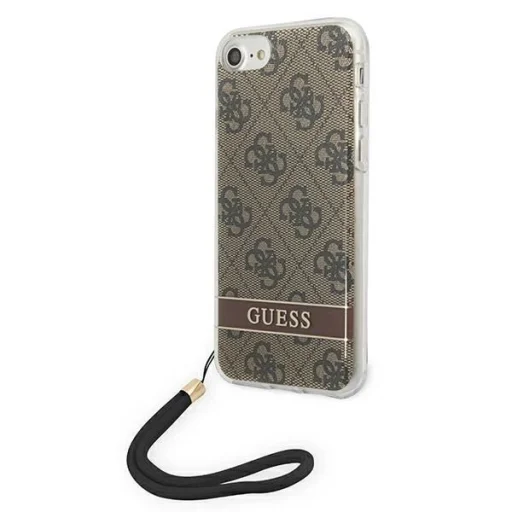 Guess GUOHCI8H4STW iPhone SE 2022 / SE 2020 / 7/ 8 barna/barna keménytok 4G Print Strap tok - 2