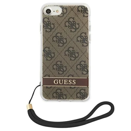 Guess GUOHCI8H4STW iPhone SE 2022 / SE 2020 / 7/ 8 barna/barna keménytok 4G Print Strap tok - 3