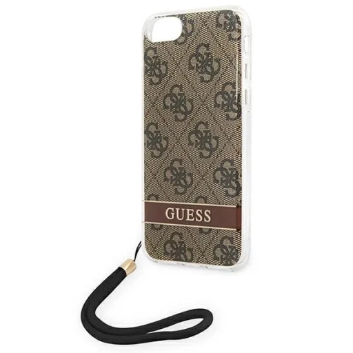 Guess GUOHCI8H4STW iPhone SE 2022 / SE 2020 / 7/ 8 barna/barna keménytok 4G Print Strap tok - 6