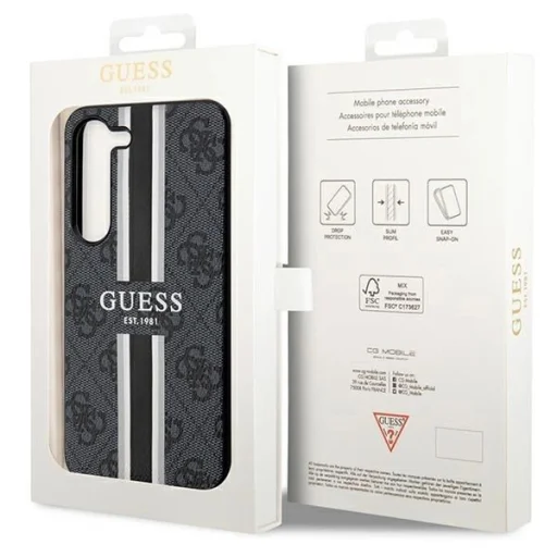 Guess GUHCS23SP4RPSK Samsung Galaxy S23 tok - fekete/fekete kemény tok 4G Printed Stripe - 8
