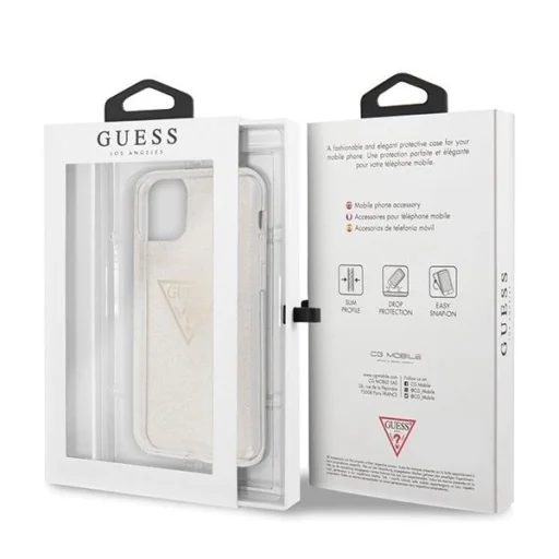 Guess GUHCN58SGTLGO iPhone 11 Pro arany/arany keménytok Glitter Triangle tok - 7