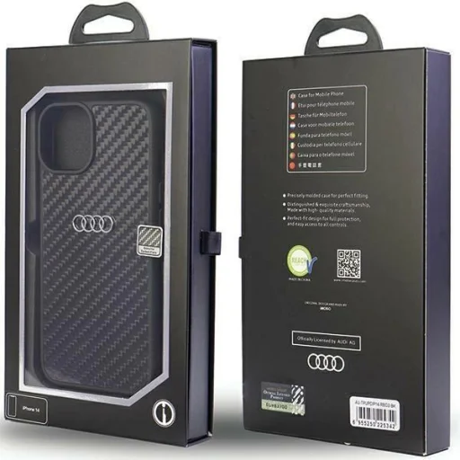  iPhone 14 6.1" fekete/fekete Audi Carbon Fiber kemény tok AU-TPUPPCIP14-R8/D2-BK - 3