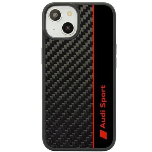  Apple iPhone 14 6.1" Fekete/Fekete Audi Carbon Fiber Stripe keménytok AUS-TPUPCIP14-R8/D1-BK tok - 1