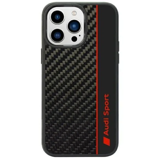  iPhone 14 Pro Max 6.7" fekete/fekete Audi Carbon Fiber Stripe kemény tok - 1