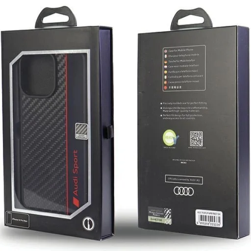  iPhone 14 Pro Max 6.7" fekete/fekete Audi Carbon Fiber Stripe kemény tok - 7