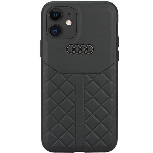  iPhone 11 6.1" fekete/fekete Audi Genuine Leather keménytok AU-TPUPCIP11R-Q8/D1-BK tok - 1