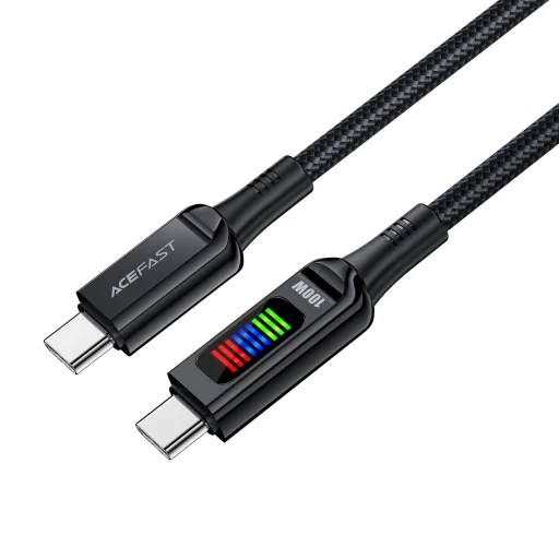Acefast C7-03 USB-C USB-C 100W 1,2m kábel kijelzővel - fekete - 2