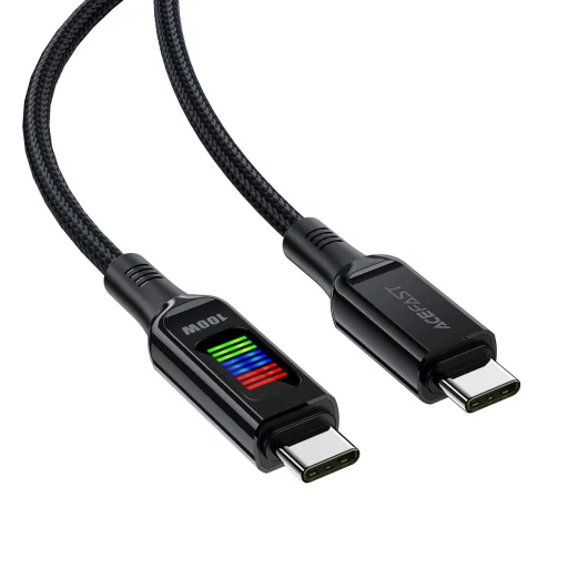 Acefast C7-03 USB-C USB-C 100W 1,2m kábel kijelzővel - fekete - 3