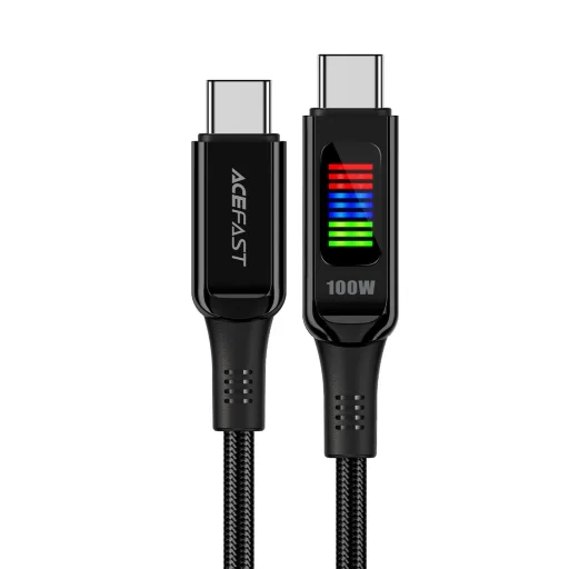 Acefast C7-03 USB-C USB-C 100W 1,2m kábel kijelzővel - fekete - 1