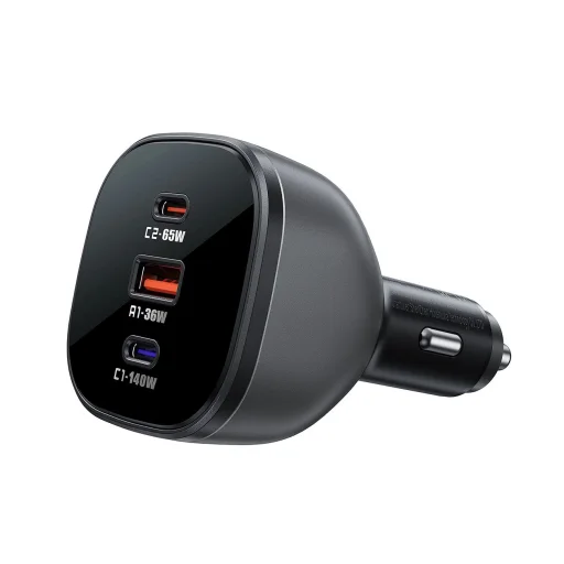 Acefast B14 autós töltő 165W 2x USB-C 1x USB-A - fekete - 2