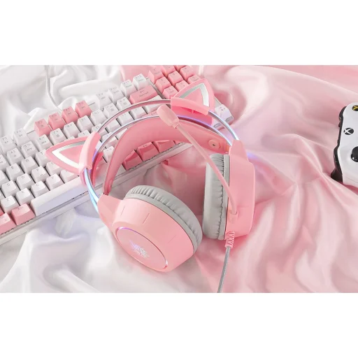 Gaming fejhallgató ONIKUMA X15Pro Rózsaszín Macska Fülek - 6