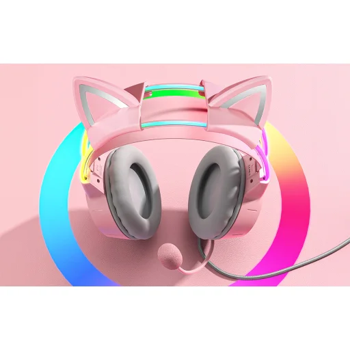 Gaming fejhallgató ONIKUMA X15Pro Rózsaszín Macska Fülek - 8