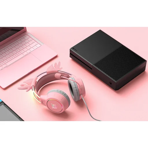 Gaming fejhallgató ONIKUMA X15Pro Rózsaszín Szarvakkal - 3