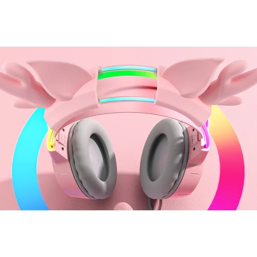 Gaming fejhallgató ONIKUMA X15Pro Rózsaszín Szarvakkal - 4