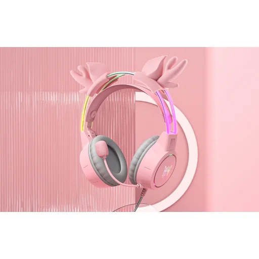 Gaming fejhallgató ONIKUMA X15Pro Rózsaszín Szarvakkal - 2