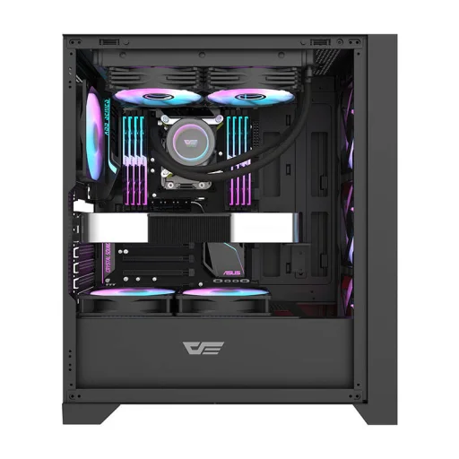 Számítógépház Darkflash DRX70 ÜVEG + 4 RGB ventilátor (fekete) - 3
