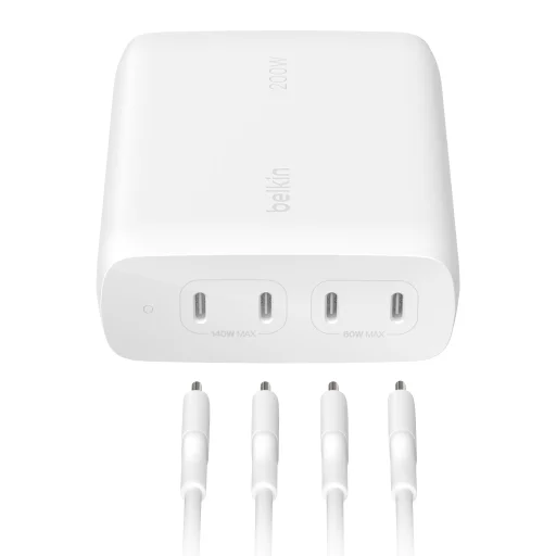 Belkin BOOST CHARGE PRO 200W 4-Port USB-C GaN Töltő - Fehér - 3
