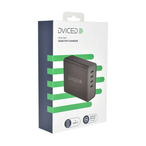 Dviced Asztali töltő 140W GaN 4 USB-C EU - Fekete - 3