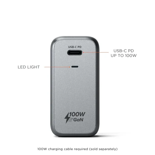 Satechi 100W USB-C PD Fali Töltő Gallium-Nitrid (GaN) töltéssel - Űrszürke - 3