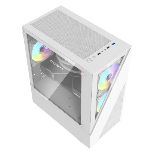 Aigo E330M számítógépház + 4 argb ventilátor (fehér) - 4