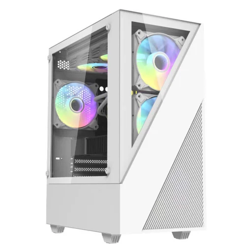 Aigo E330M számítógépház + 4 argb ventilátor (fehér) - 1