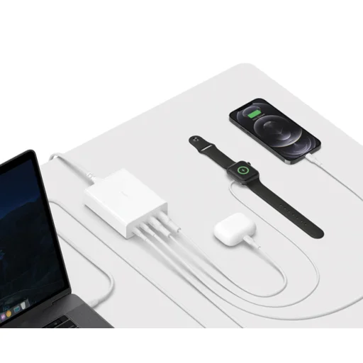 Belkin BOOST CHARGE PRO 108W 4-Portos USB GaN Asztali Töltő (Két C és Két A Port) és 2M Kábel - Fehér - 2