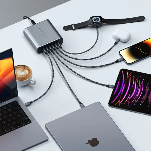 Satechi 200W USB-C 6-Port GaN töltő (6xUSB-C PD támogatja a PD 3.1/3.0, QC 4.0+ és PPS) - Szürke - 5