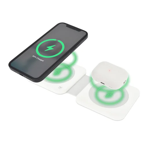 Dviced 2 az 1-ben összecsukható mágneses vezeték nélküli töltő - Fehér - 4