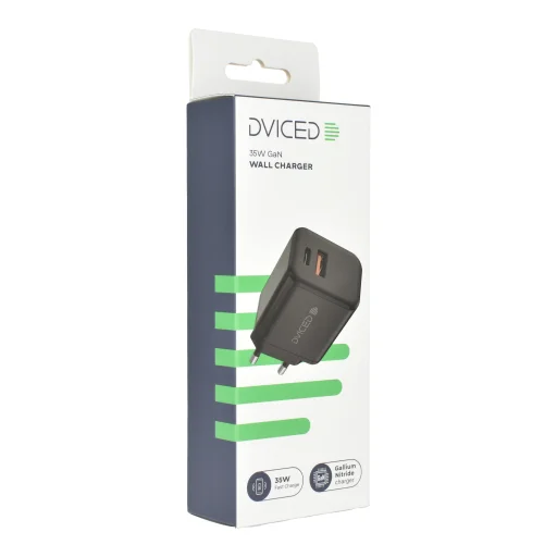 Dviced falra szerelhető töltő 35W GaN 1 USB-A, 1 USB-C EU - Fekete - 4
