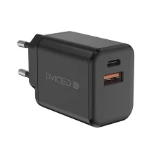 Dviced fali töltő 35W GaN 1 USB-A, 1 USB-C EU kábellel - Fekete